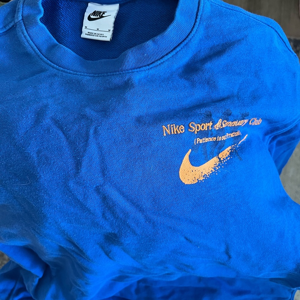 Nike Blue Sweatshirt with Orange Logo